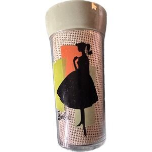 Barbie Silhouette Tumbler Cup Light Green Lid Retro Collectible